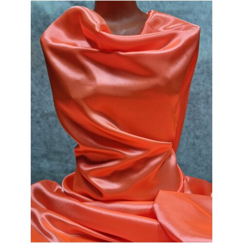Ткань для шитья и рукоделия креп сатин(Атлас) на отрез Ярко Оранжевый