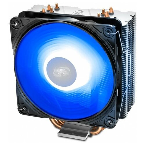 Кулер DEEPCOOL GAMMAXX 400 V2 BLUE LGA1366/115X/AM4/AM3/+/AM2/+/FM2/+/FM1 (20шт/кор, TDP 180Вт, PWM, Blue Led Fan 120mm, 4 тепл. трубки прямого контак кулер thermaltake для корпуса pure 12 led fan 120mm 1000rpm transparent led red cl f019 pl12re a