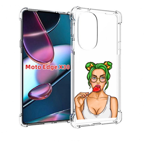 Чехол MyPads девушка-с-чупачупсом-в-виде-сердца женский для Motorola Moto Edge X30 задняя-панель-накладка-бампер