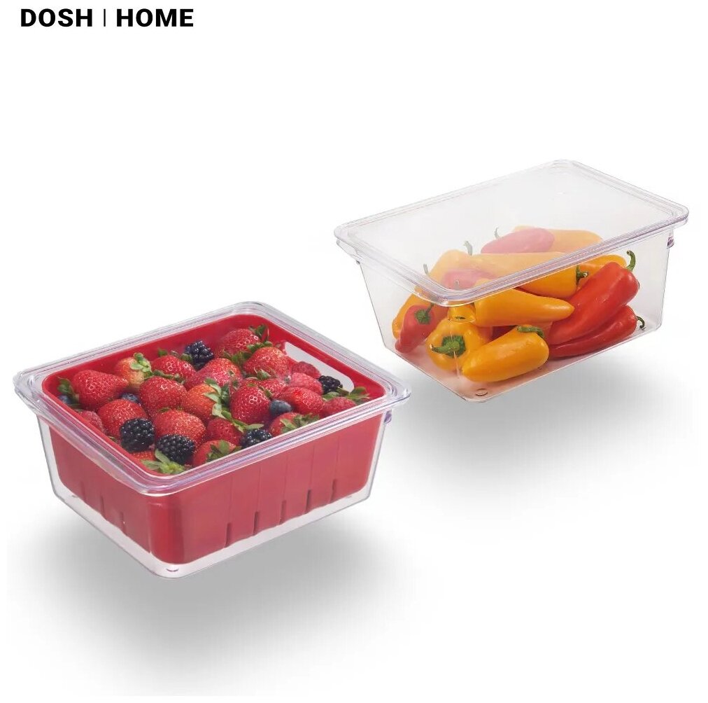 Органайзер для холодильника DOSH HOME ALIOT набор контейнеров для овощей и фруктов 3 предмета