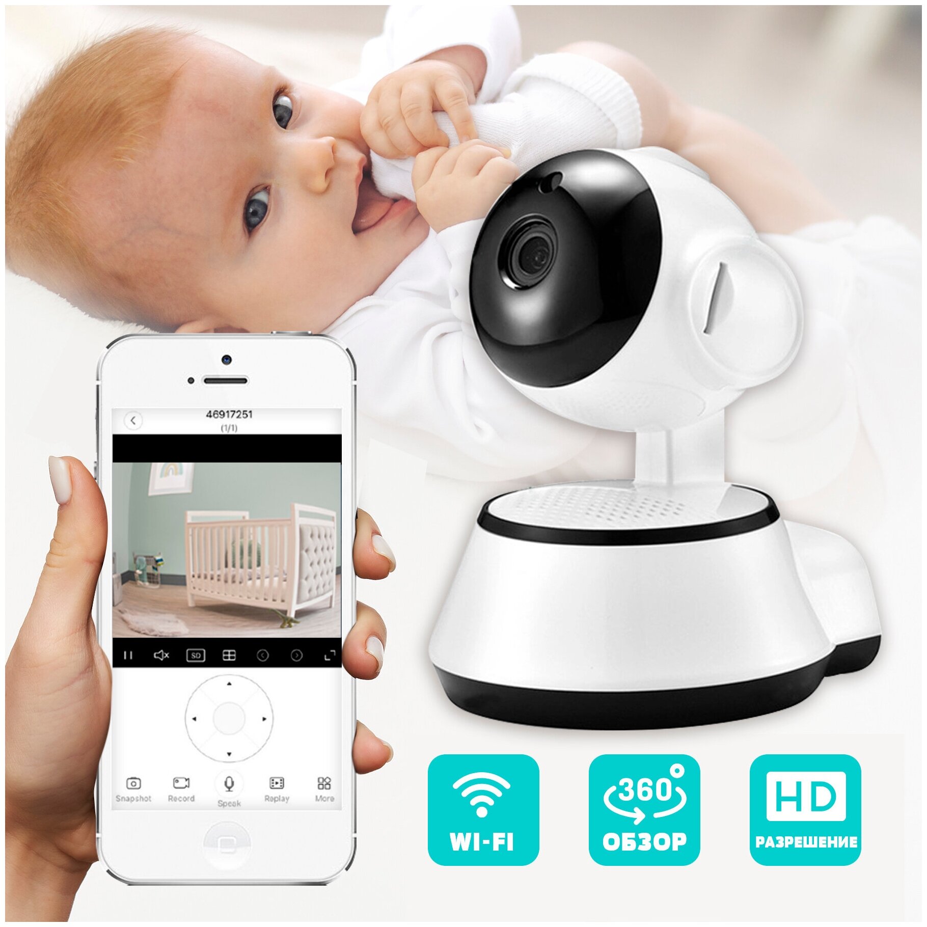 Поворотная IP Камера WiFi видеоняня HD 1080p вращение 360 видео няня для Iphone ios Android детская камера видеонаблюдения