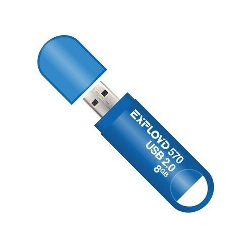 Флешка Exployd 570, 8 Гб, USB2.0, чт до 15 Мб/с, зап до 8 Мб/с, синяя флешка exployd 570 32 гб usb2 0 чт до 15 мб с зап до 8 мб с синяя