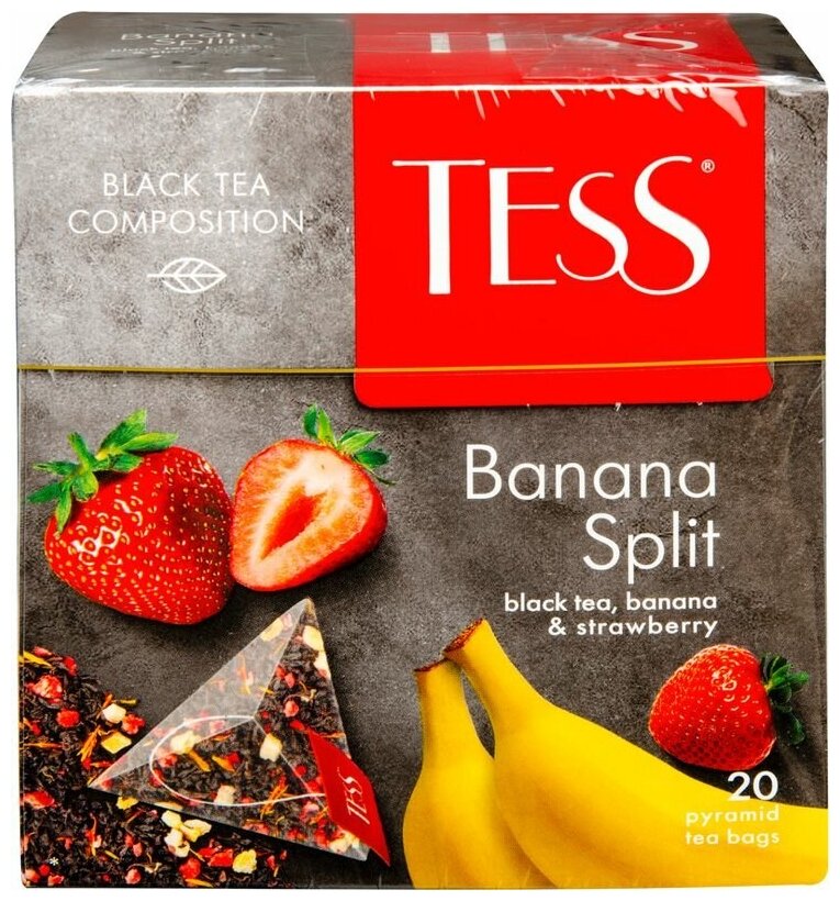 TESS чай черный в пирамидках BANANA SPLIT 1,8г*20п - фотография № 9