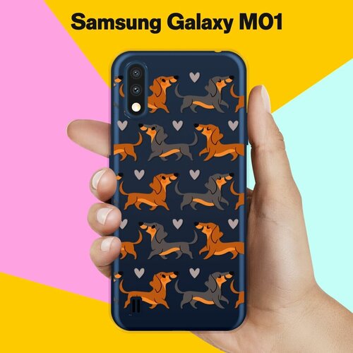 Силиконовый чехол на Samsung Galaxy M01 Узор из такс / для Самсунг Галакси М01