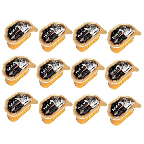 Консервированный мясосодержащий корм Felicat для кошек с говядиной (ламистр) 95г * 12 шт.