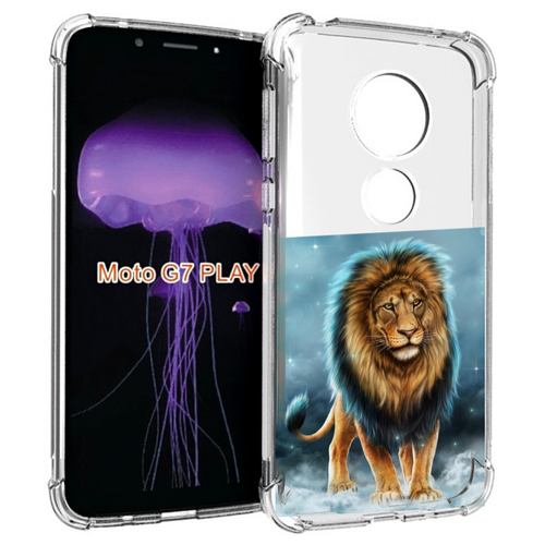 Чехол MyPads Лев-в-тумане для Motorola Moto G7 Play задняя-панель-накладка-бампер