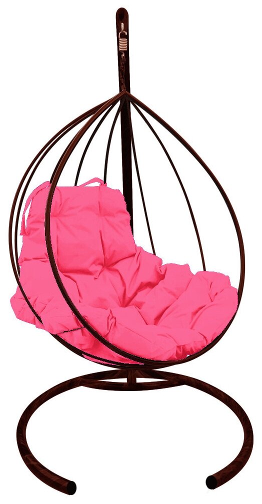 Подвесное кресло m-group капля без ротанга коричневое, розовая подушка - фотография № 18