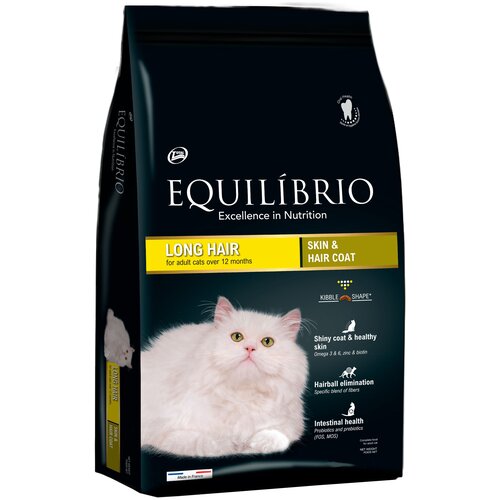Корм Equilibrio сухой корм для взрослых длинношерстных кошек с мясом птицы 7,5 кг