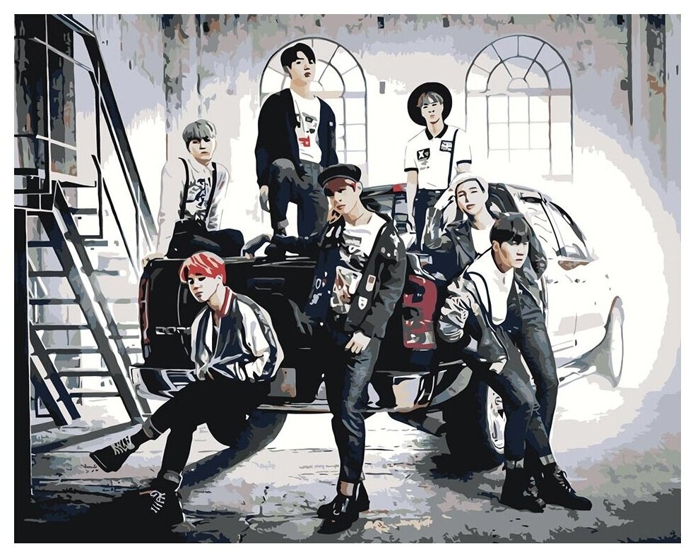 Картина по номерам «Корейская K-POP группа BTS 6», 40x50 см, Живопись по Номерам