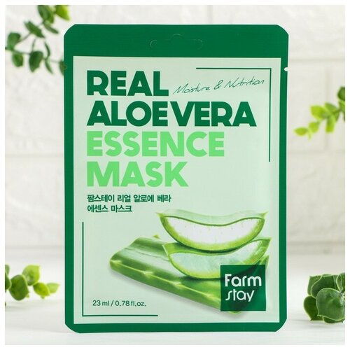 Маска тканевая для лица с экстрактом алоэ FarmStay Real Aloe Vera Essence Mask, 23 мл увлажняющая маска алоэ вера wai ora aloe vera spa treatment mask 1