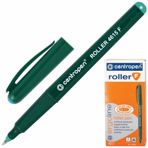 Ручка-роллер CENTROPEN, зеленая, трехгранная, корпус зеленый, узел 0,5 мм, линия письма 0,3 мм, 4615, 3 4615 0110 В комплекте: 100шт.