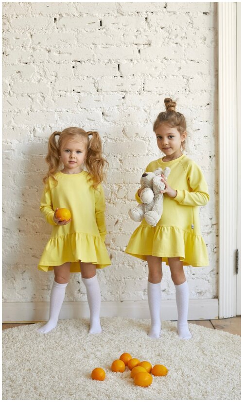 Платье с воланом детское (128-134 / лимонный)