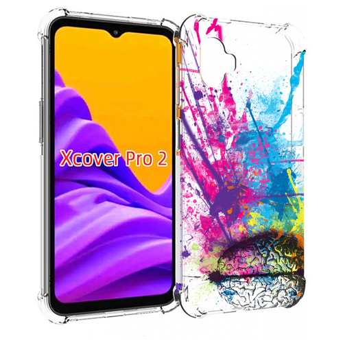 Чехол MyPads яркий красочный мозг для Samsung Galaxy Xcover Pro 2 задняя-панель-накладка-бампер