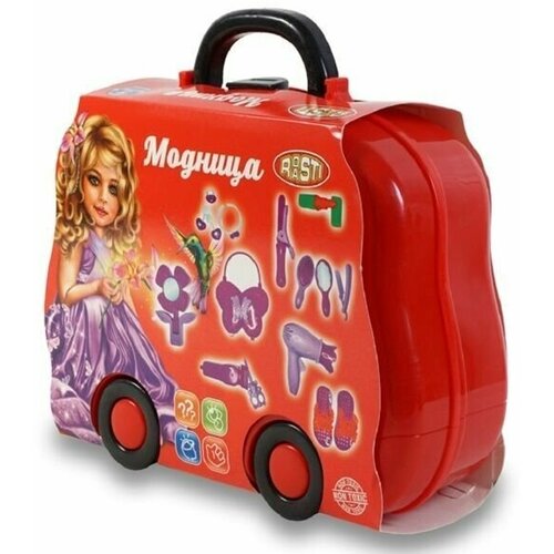 Набор для девочек Модница в чемодане для сюжетно-ролевых игр / Детский набор Салон красоты с игровыми игровыми инструментами стилиста в подарок