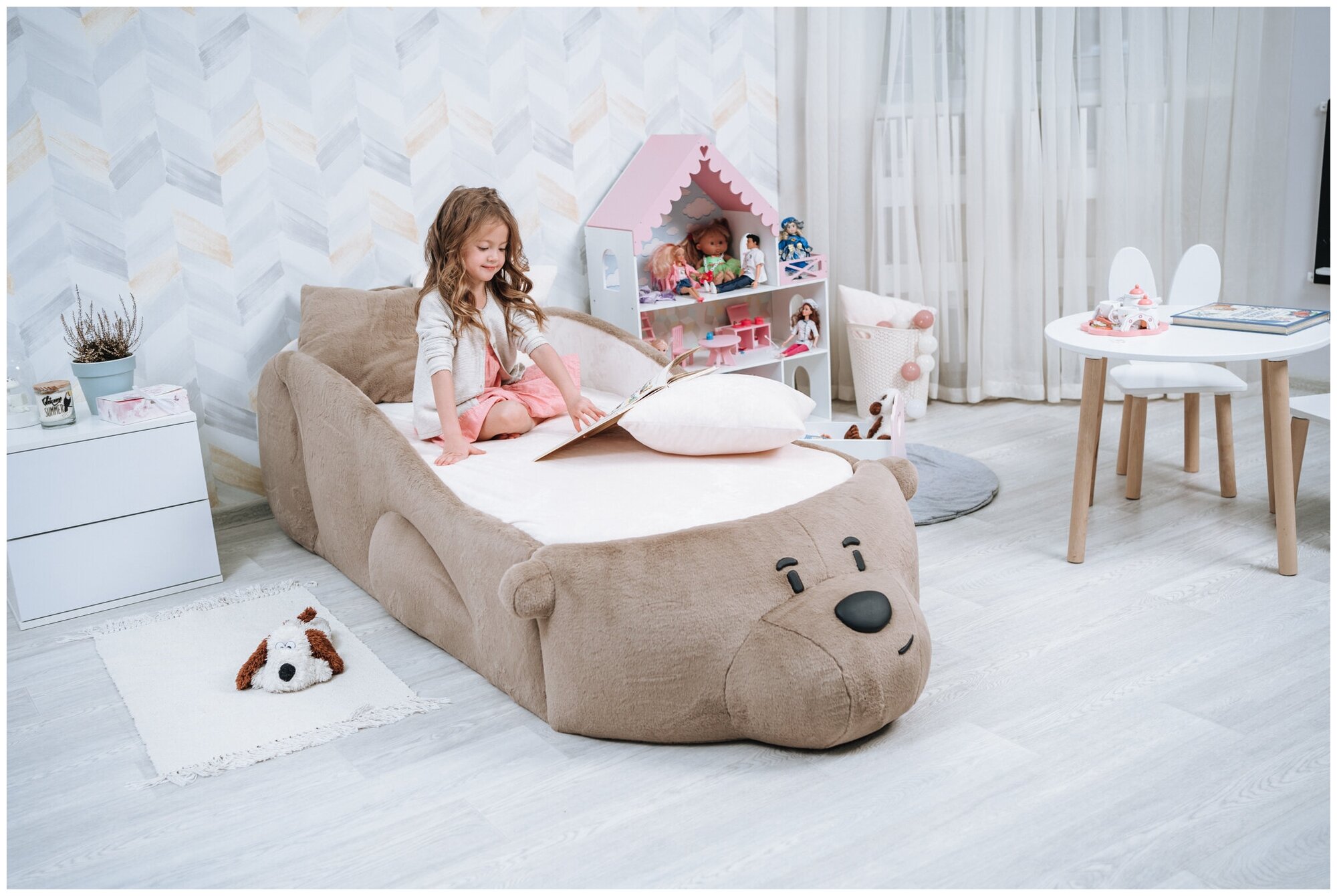 Кровать детская Romack Мишка Pasha Шоколад с ламелиями и экоматрасом