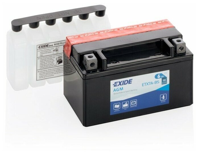 Аккумулятор мотоциклетный EXIDE AGM 12V 6Ah (ETX7A-BS)