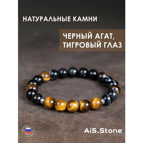 фото Браслет из натуральных камней: черный агат, тигровый глаз/ ais.stone / 16