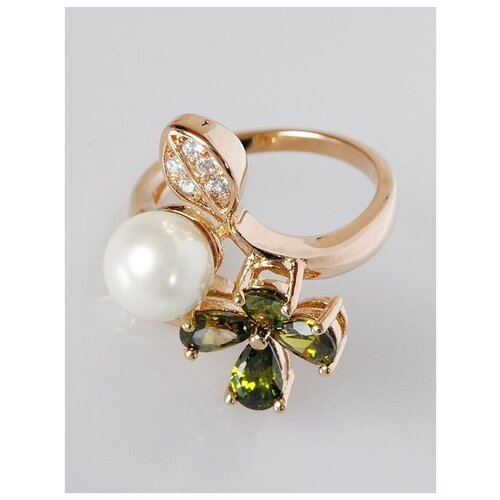 Кольцо помолвочное Lotus Jewelry, жемчуг Swarovski синтетический, размер 19, белый