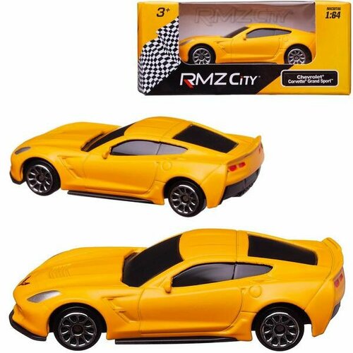 Машинка металлическая Uni-Fortune RMZ City 1:64 Chevrolet Corvette, без механизмов, цвет желтый матовый, 9 x 4.2 x 4 см легковой автомобиль rmz city chevrolet camaro 344004sm a 1 64 9 см матовый желтый