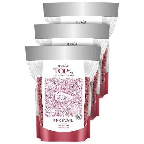Купить Комплект Воск горячий (пленочный) ITALWAX Top Line Pink Pearl (Розовый жемчуг) гранулы 750 гр.х3 шт., розовый, воск
