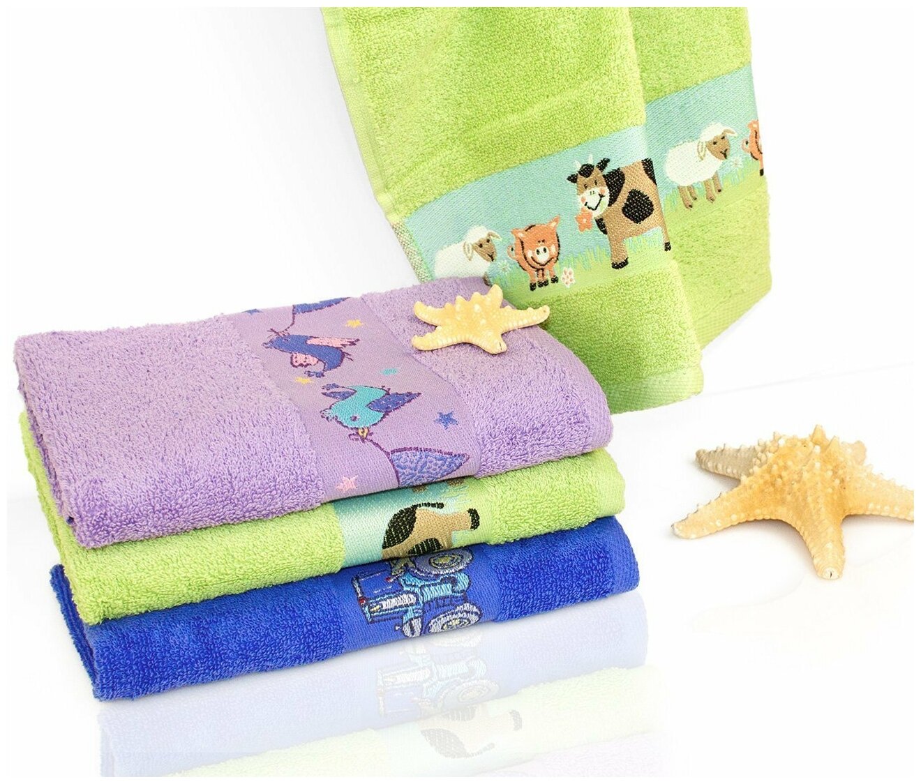 фото Комплект махровых полотенец Kids towel 2шт Maison dor (зеленый), Комплект полотенец