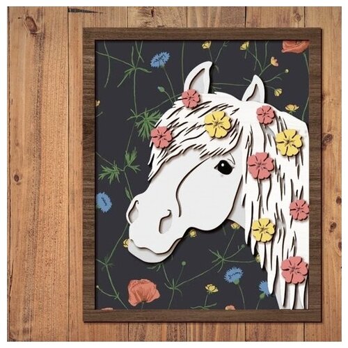 фото Конструктор-раскраска лошадь в цветах из дерева для самостоятельной сборки и раскраски /не окрашенный детская логика