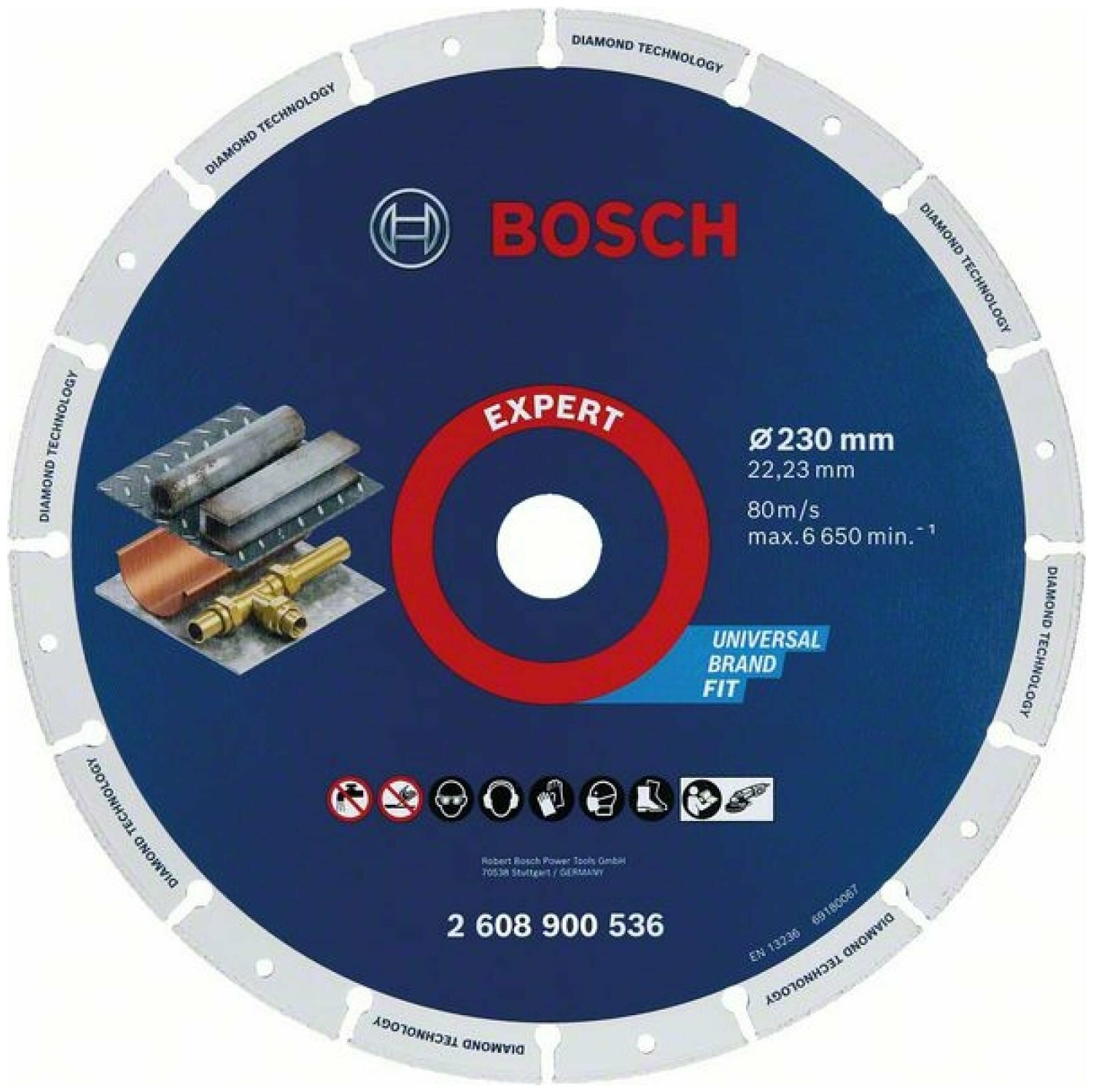 Алмазный диск Diamond Metal Wheel 230х22.23 мм по металлу Bosch 2608900536