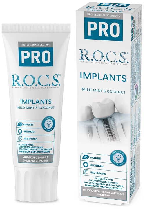 Зубная паста R.O.C.S. PRO Implants, 60 мл, 74 г