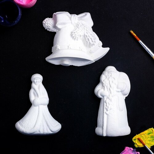 Хорошие сувениры Набор для раскраски с подвесом Новогодний со снегурочкой 12х8см 3шт 596₽