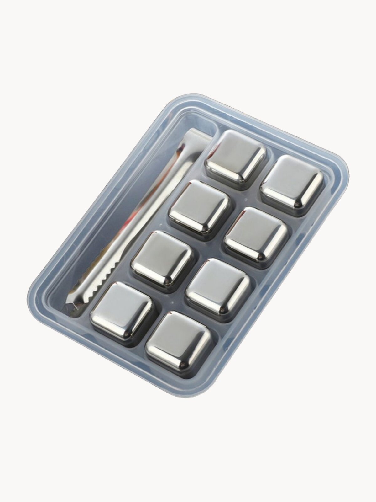 Лед многоразовый / Стальные камни для виски и коктейлей 8шт в наборе с щипцами и кейсом