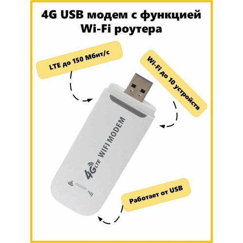 4G LTE USB модем с функцией Wi-Fi роутера 4g lte модем goldmaster gmvm s2 wi fi 6 usb lte универсальный