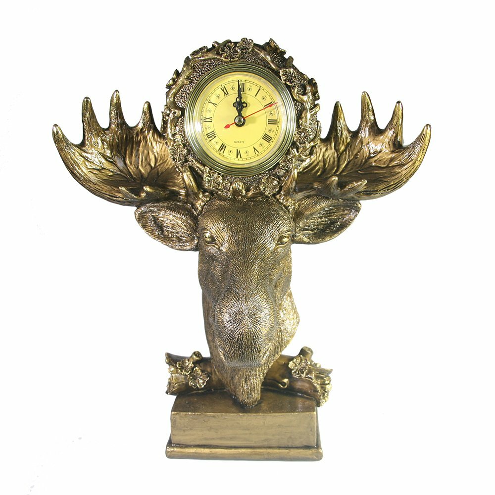 Часы-Композиция время Лось цв. золото, 11х13х31см KSMR-718018/SH034