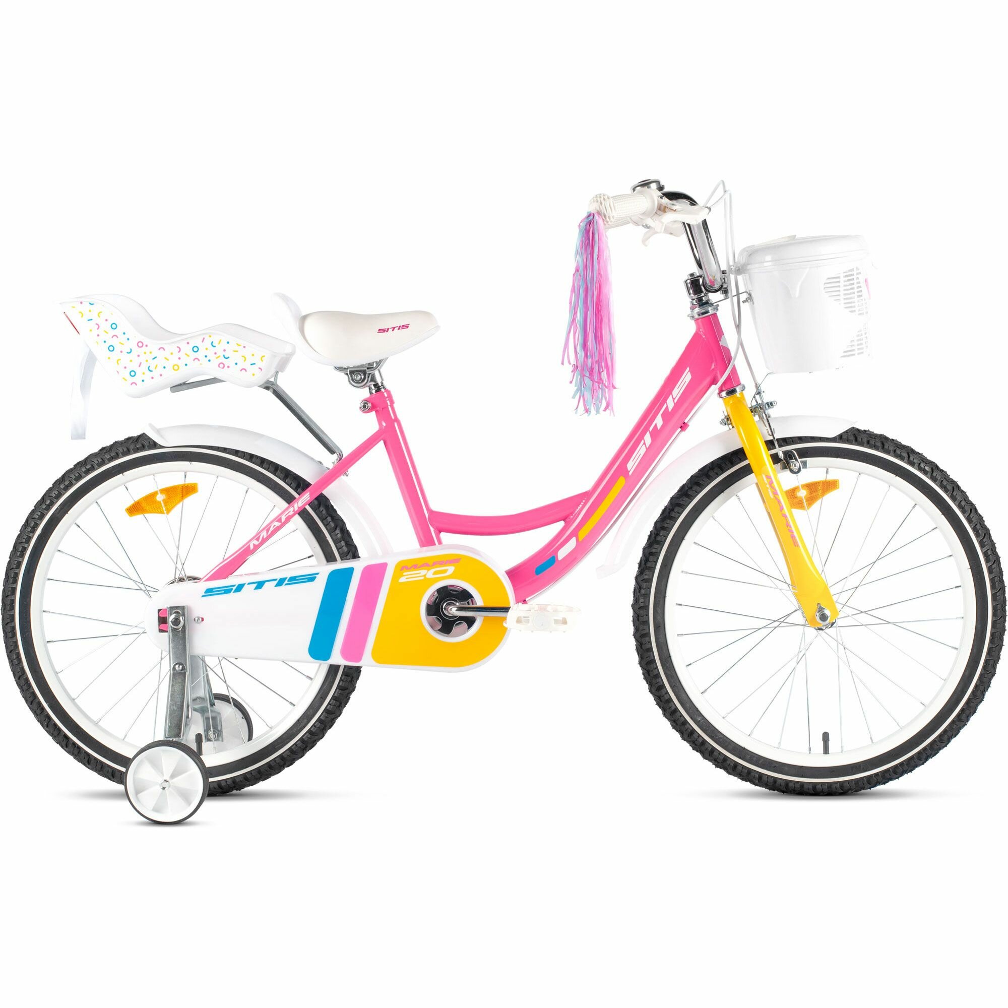 Велосипед Sitis Marie 20" (2024) детский для девочек, стальная рама с барабанными тормозами, 1 скорость, для роста 120-135 см, цвет Pink