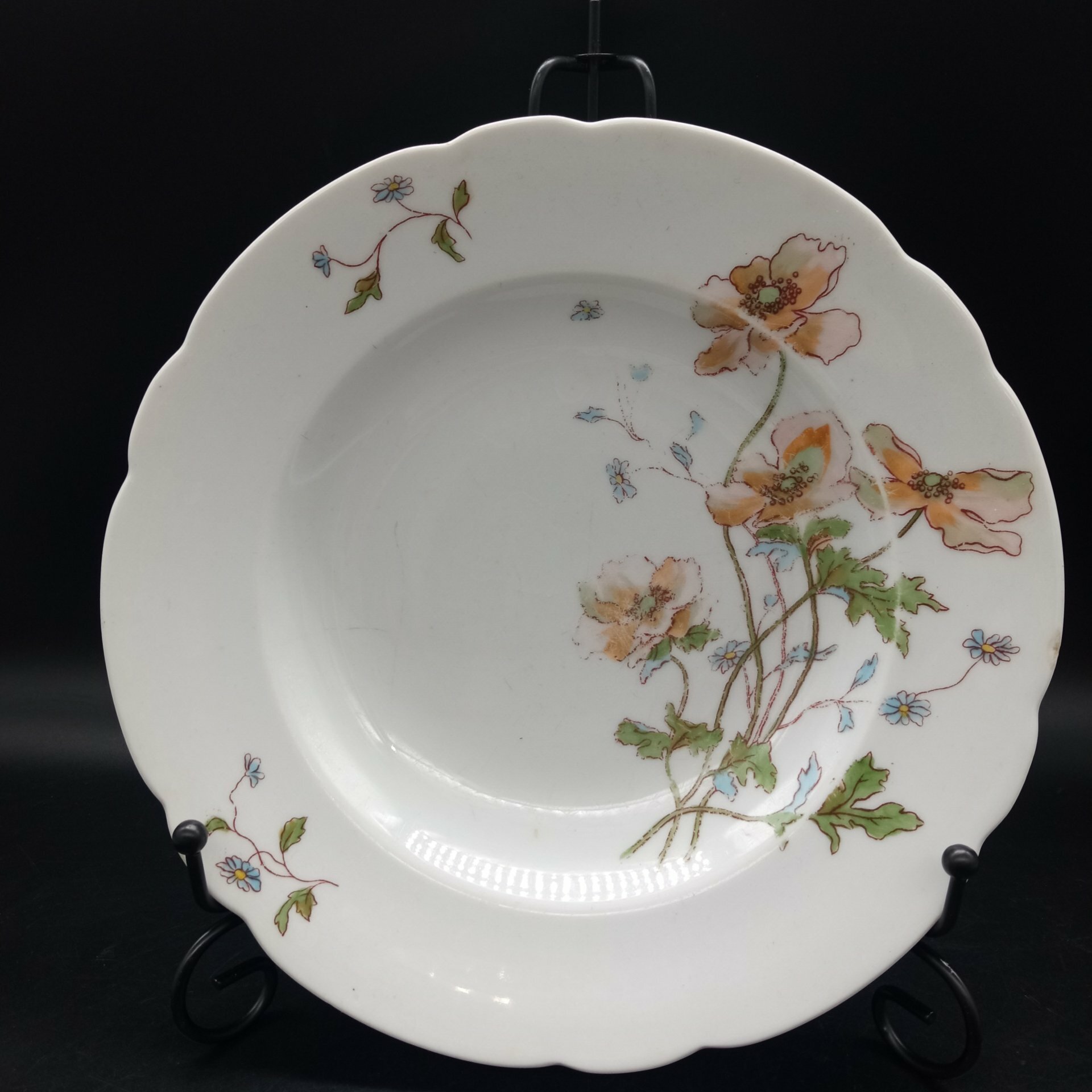 Набор из 4-х тарелок с цветочным орнаментом, фарфор, деколь, Российская империя