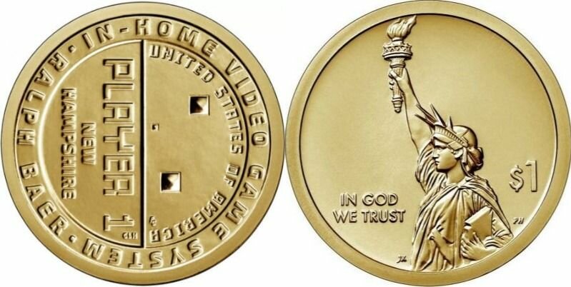 США 1 доллар 2021 Инновация 10 Нью-Гэмпшир - Ральф Баер - отец видеоигр