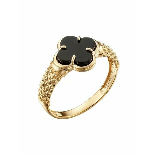 Кольцо помолвочное YA ZOLOTO, желтое золото, 585 проба, оникс, размер 16.5, желтый