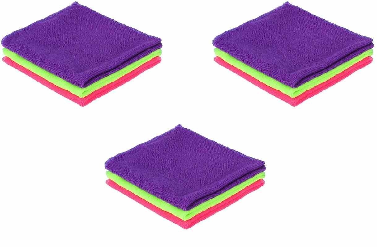 GlossHome Салфетки для уборки, микрофибра, 30х30 см, 3 шт, 3 уп
