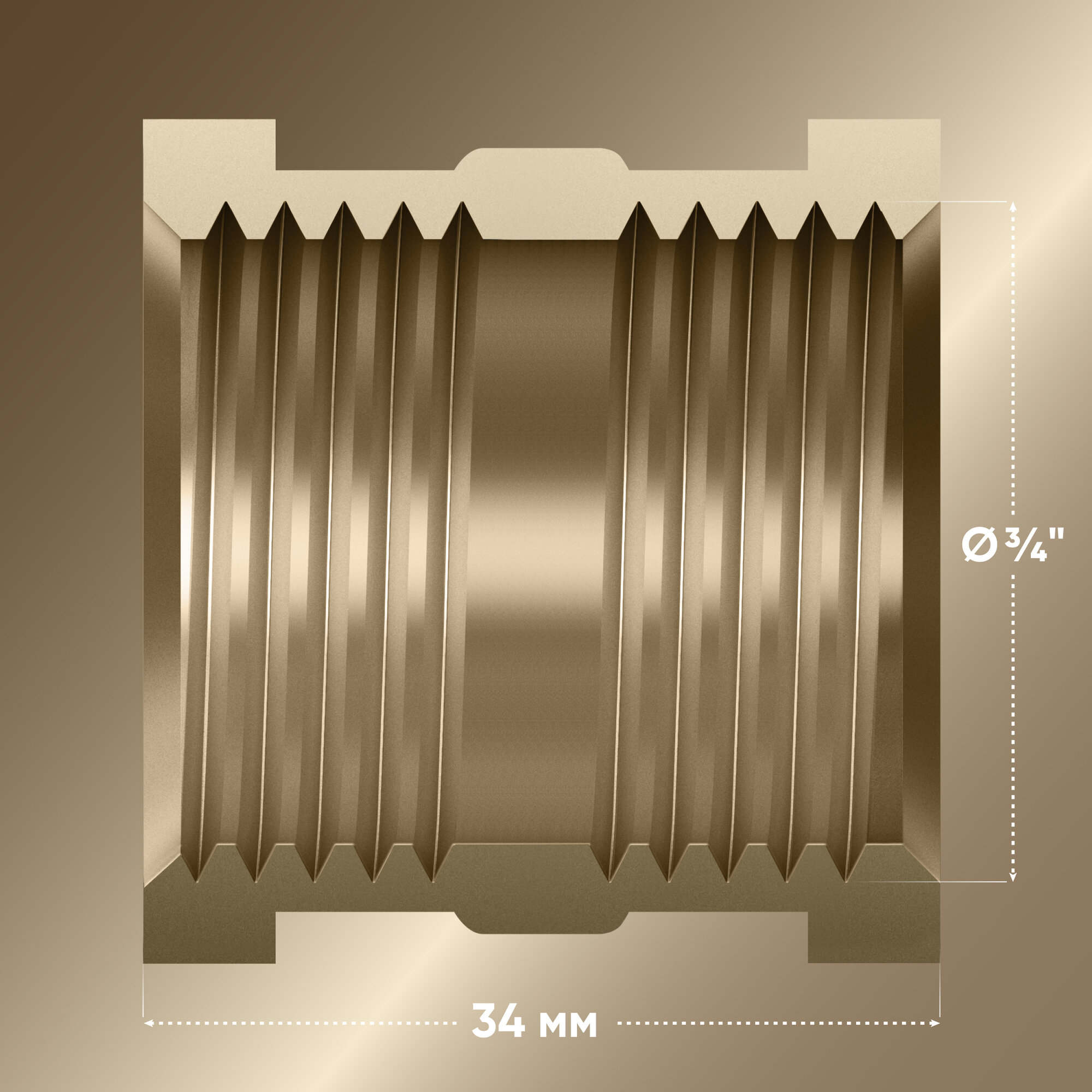 Муфта 3/4" ONKRON CP3-4 соединительная, внутренняя резьба, латунь