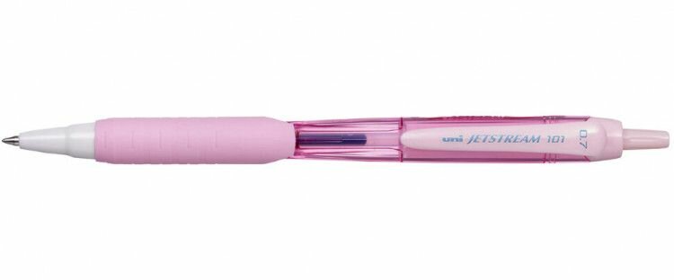 Шариковая ручка Автоматическая UNI Jetstream SXN-101-07 FL, цветной корпус/синие чернила, шарик 0.7 мм/линия 0.35 мм, Розовый