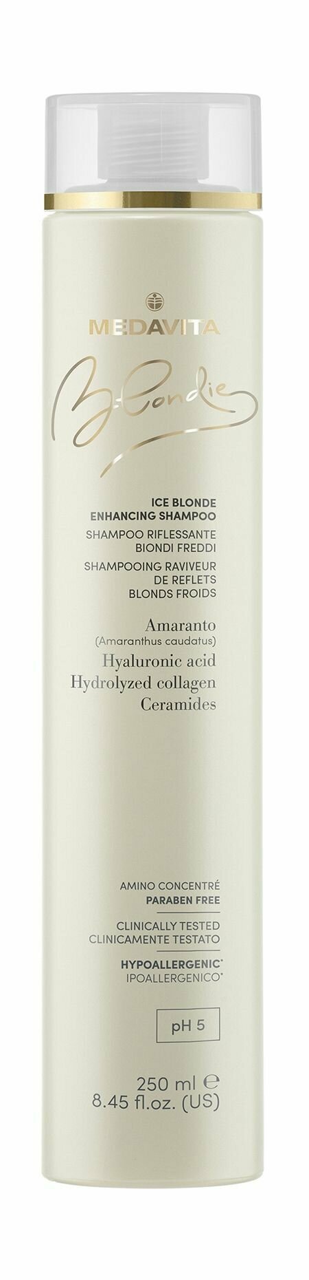 Восстанавливающий шампунь для холодных оттенков осветленных волос / Medavita Blondie Ice Blonde Enhancing Shampoo
