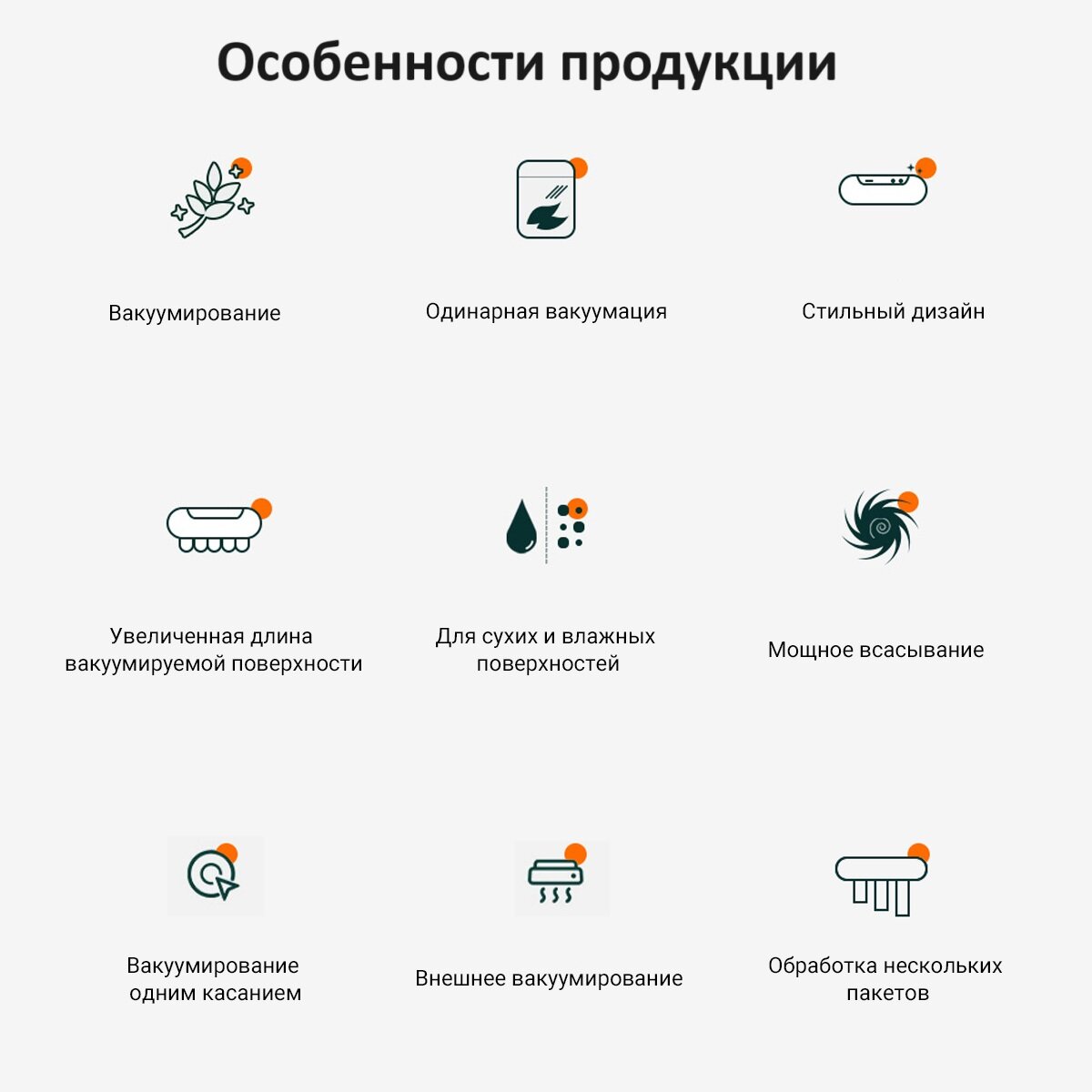 Вакуумный упаковщик KaringBee HF-008 черный/для хранения сухих и влажных продуктов с откачкой воздуха из контейнера и запайкой пакетов/для овощей, фруктов, мяса, орехов, рыбы — фото 1