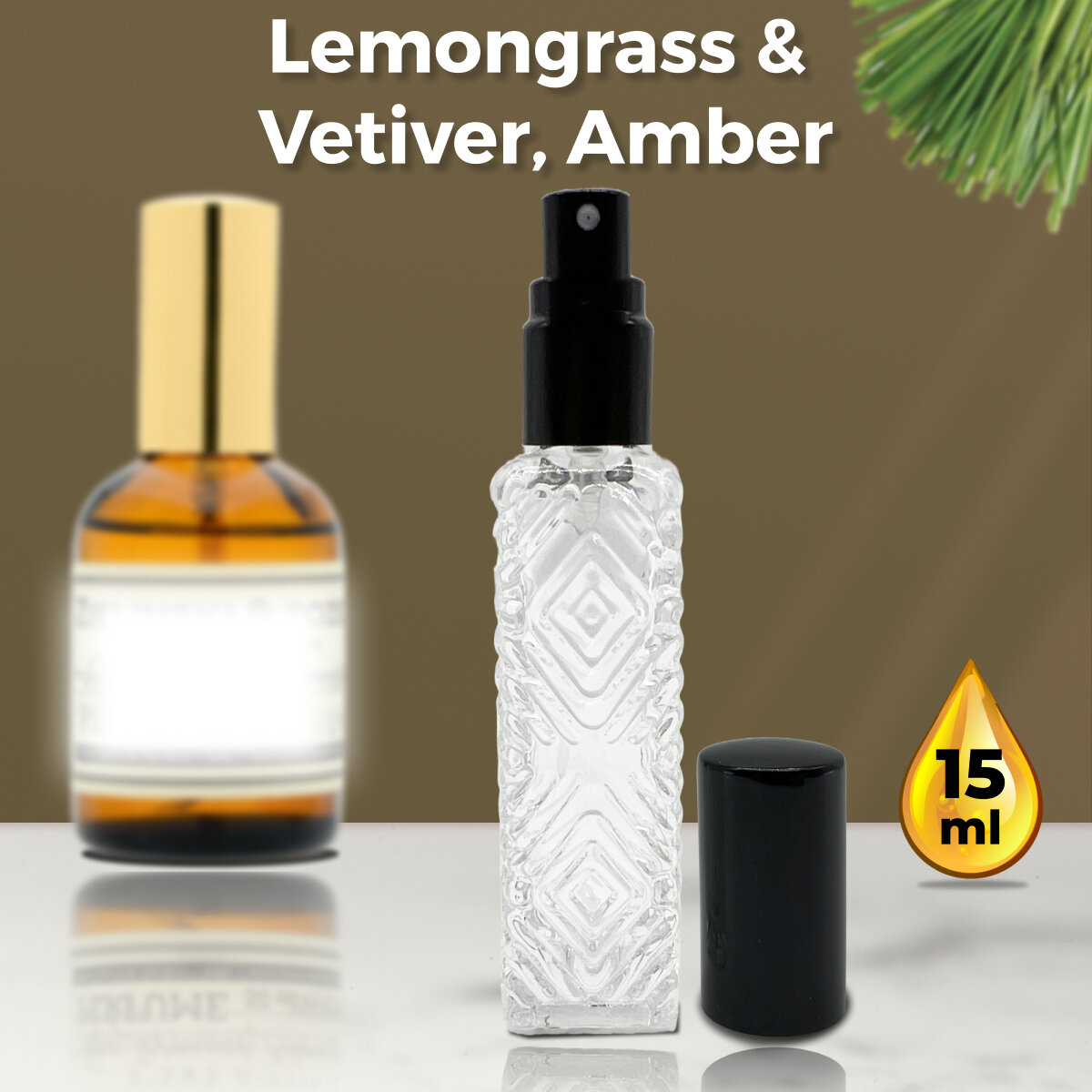 "Lemongrass & Vetiver, Amber" - Духи унисекс 15 мл + подарок 1 мл другого аромата