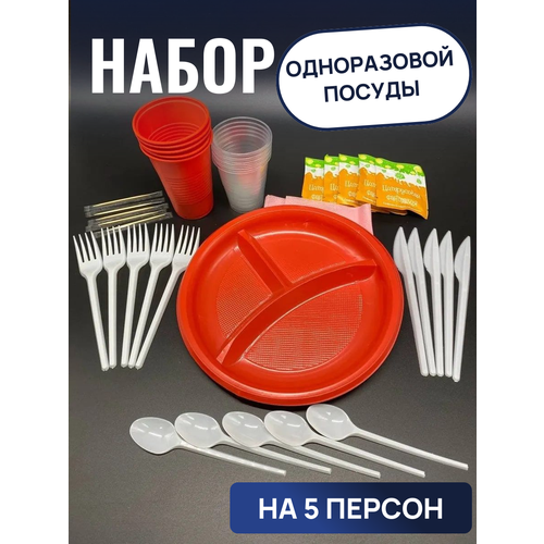 Набор одноразовой пластиковой посуды Шашлычный на 5 персон