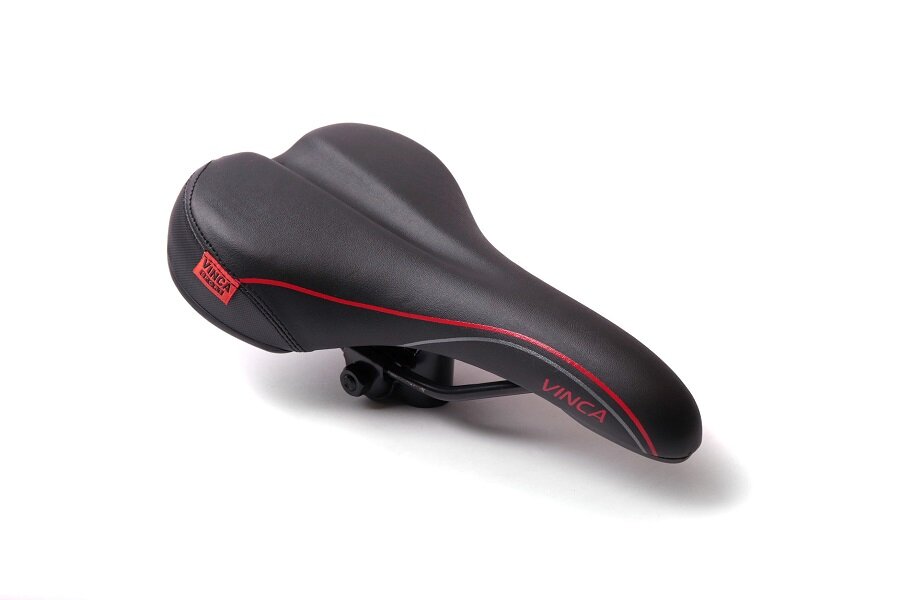 фото Седло, 260*150мм черное с красной линией, Vinca Sport VS98redlines