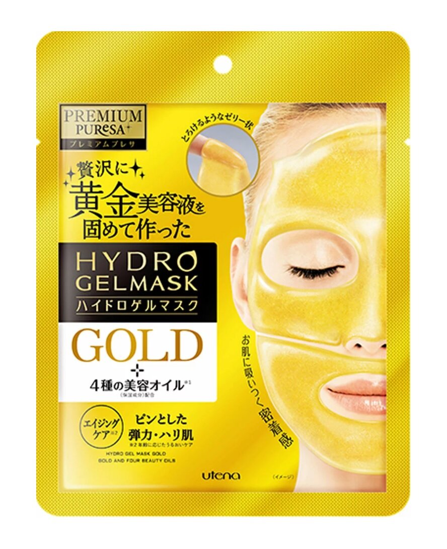 UTENA PREMIUM PURESA Гидрогелевая маска для лица с косметическими маслами и коллоидным золотом, 1 шт. мягкая упаковка 25 гр