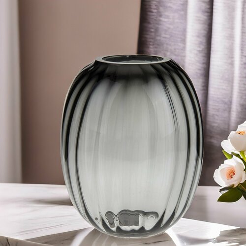 Ваза для цветов и сухоцветов стеклянная декоративная D16xH19 1960₽