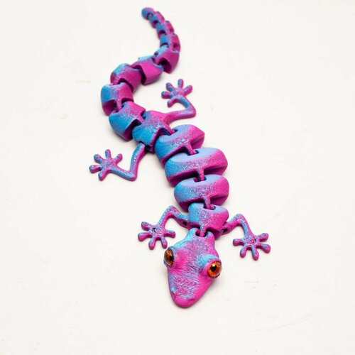 Геккон магнитный / подвижная ящерица с живыми глазами на магнитах