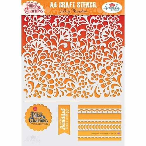 Трафарет для творчества пластиковый A4 Craft Stencil Angela Poole - Folksy Meadon rectangular pattern plastic stencil for diy scrapbook stencil embossed decoration photo album paper card handmade craft stencil