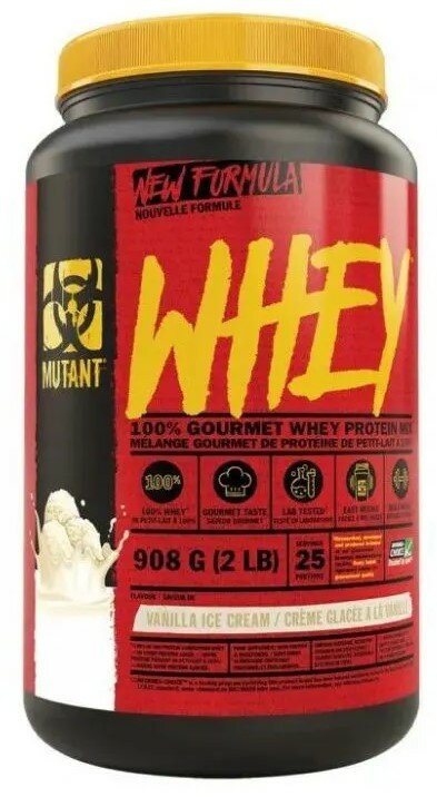 Протеин сывороточный, Mutant, Whey, 908 г, Ванильное мороженое