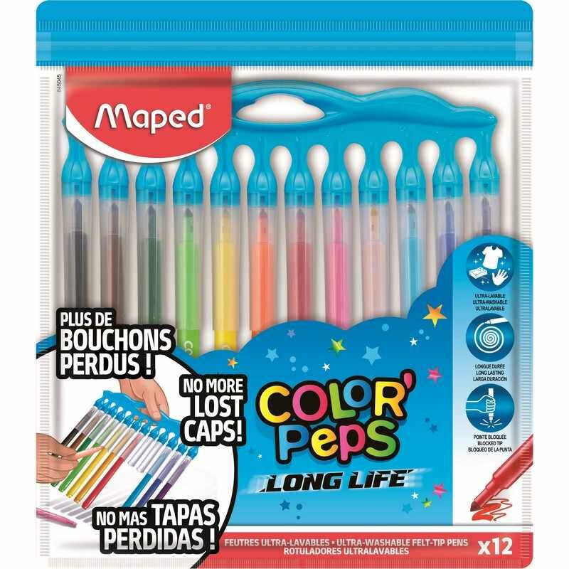 Фломастеры Maped COLOR'PEPS LONG LIFE смываем, моноколпачек,12цв/наб,845045